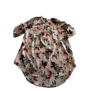 MPH Collection Blouse Womens Floral Zippered Blouse Pullover Half Sleeve‎ EUC